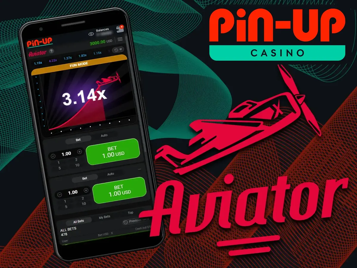 Aviator crash game running on a phone at Pin-Up